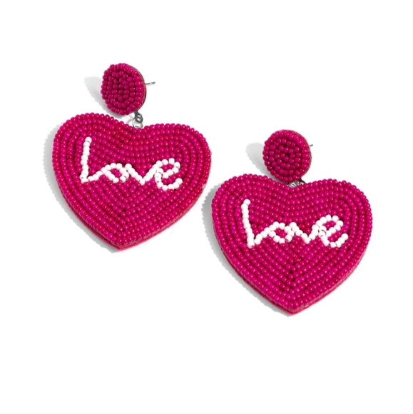 Sweet Seeds Pink Post Earrings Heart ❤️ LOVE ❤️ 😍 💖 ❣️ HOT 🔥 - Picture 4 of 6